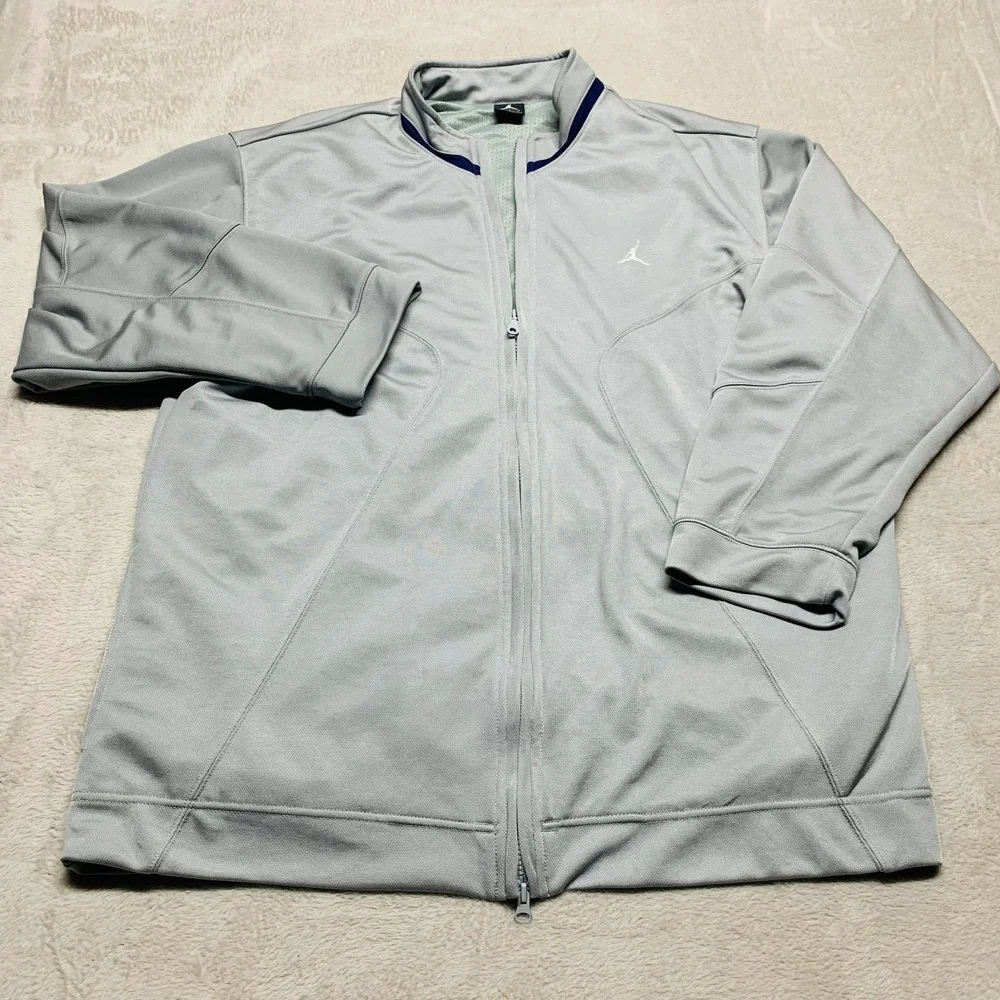 Vintage Air Jordan Jacket Mens L Full Zip Gray Y2K‎ Track Jacket Pockets Mesh